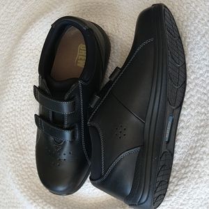 Drew Black Leather Lotus Velcro Double-Strap  Orthopedic Shoe